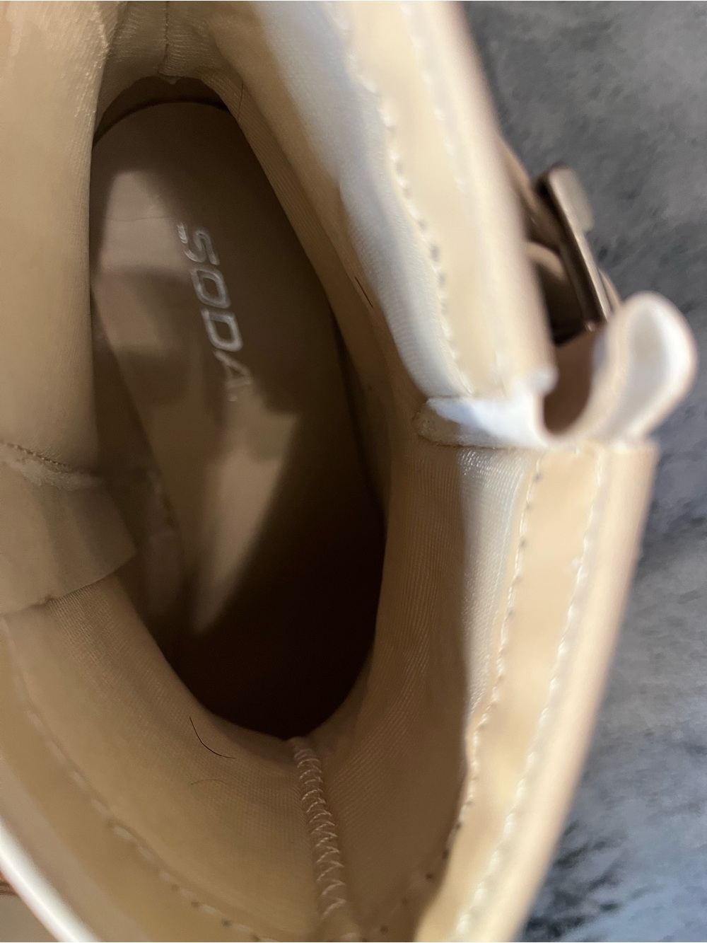Women's Cream Ankle Boots Stylish Neutral Everyday Boot Man Made Upper Lug Sole - Picture 6 of 8